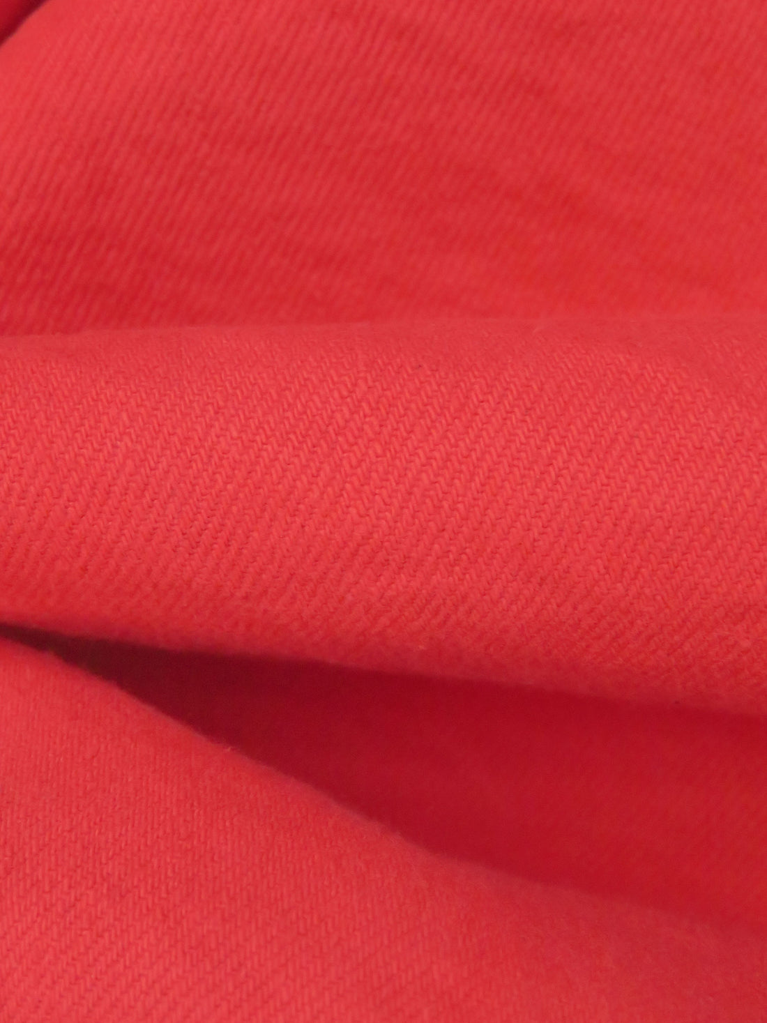 Coral Red 100% Cotton Washed Denim Twill 61W