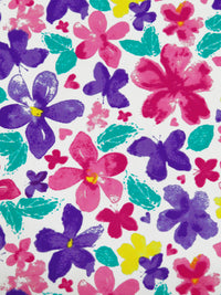 White/French Pink/Dark Purple/Multi Nylon/Lycra Artistic Floral Print Swimwear Knit 58W