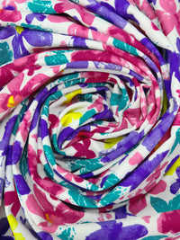 White/French Pink/Dark Purple/Multi Nylon/Lycra Artistic Floral Print Swimwear Knit 58W