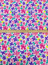 White/French Pink/Dark Purple/Multi Nylon/Lycra Artistic Floral Print Swimwear Knit 58W