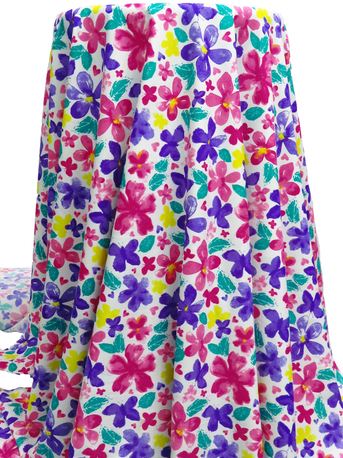 White/French Pink/Dark Purple/Multi Nylon/Lycra Artistic Floral Print Swimwear Knit 58W