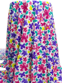 White/French Pink/Dark Purple/Multi Nylon/Lycra Artistic Floral Print Swimwear Knit 58W