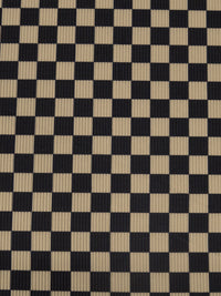 Tan/Black Polyester/Lycra Check Print Swimwear Rib Knit 61W