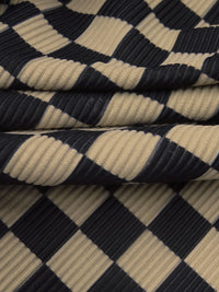 Tan/Black Polyester/Lycra Check Print Swimwear Rib Knit 61W