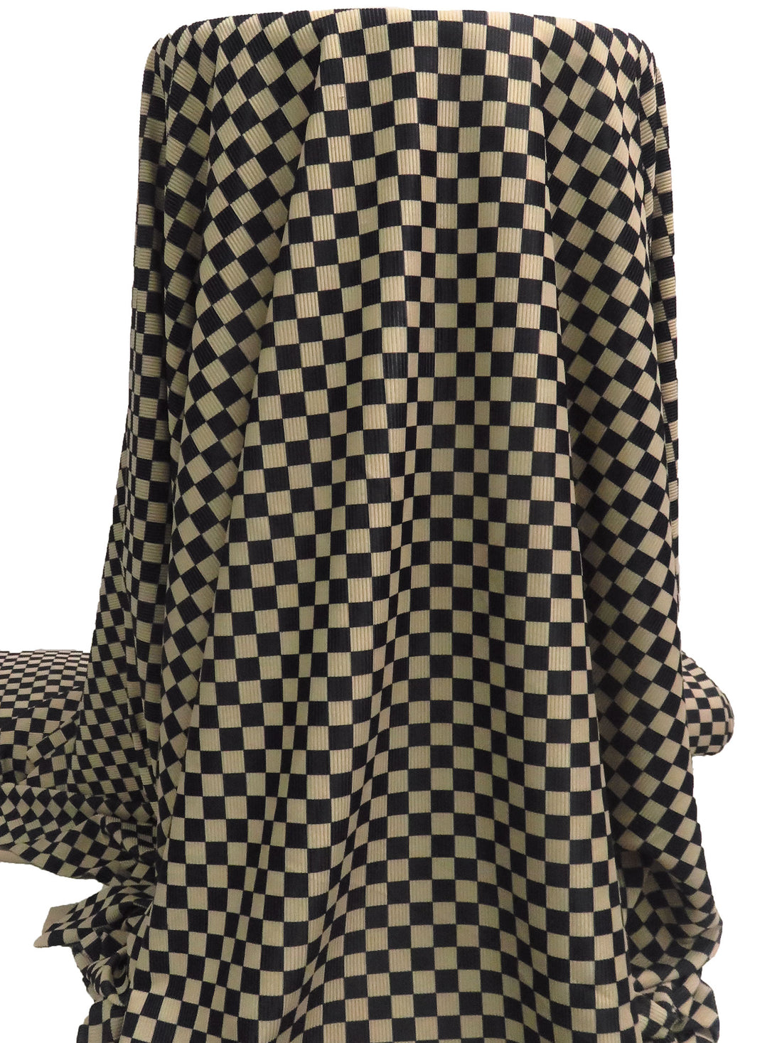 Tan/Black Polyester/Lycra Check Print Swimwear Rib Knit 61W