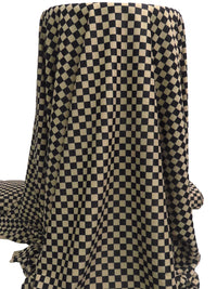 Tan/Black Polyester/Lycra Check Print Swimwear Rib Knit 61W