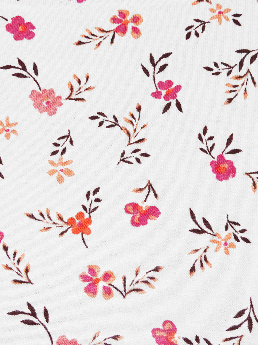 White/Dark Brown/Light Coral/Multi Rayon/Lycra Small Floral Print Jersey Knit 62W