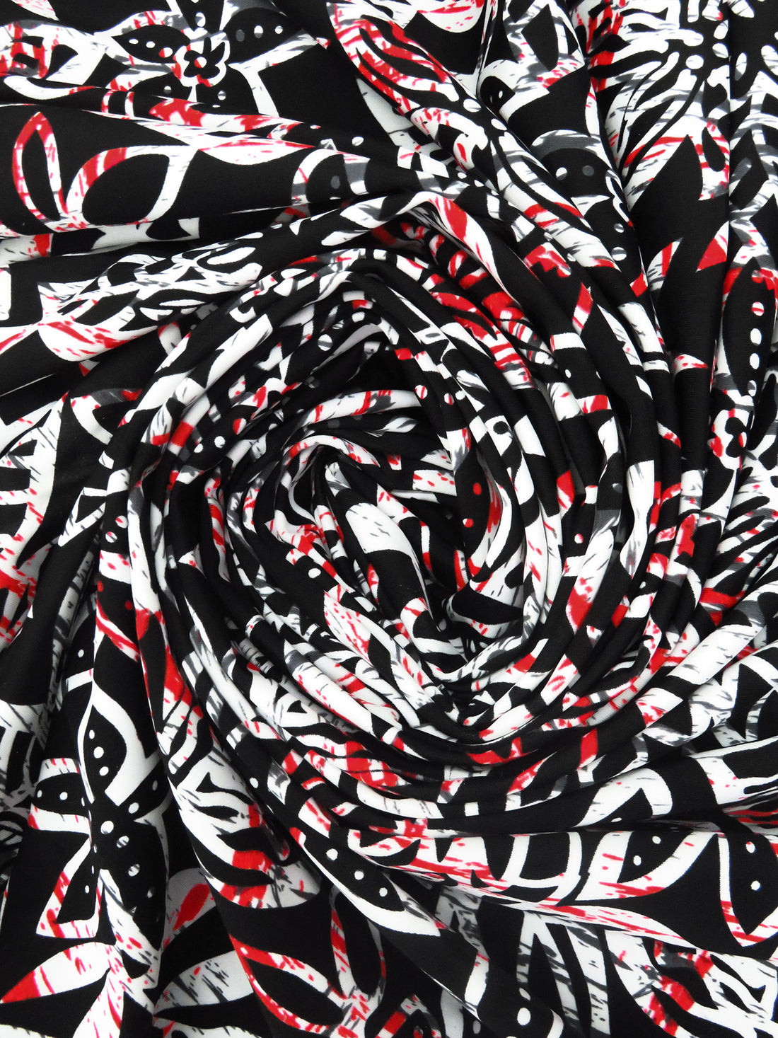 Black/Red/White/Dark Gray Nylon/Lycra Tropical Floral Print Swimwear Knit 59W