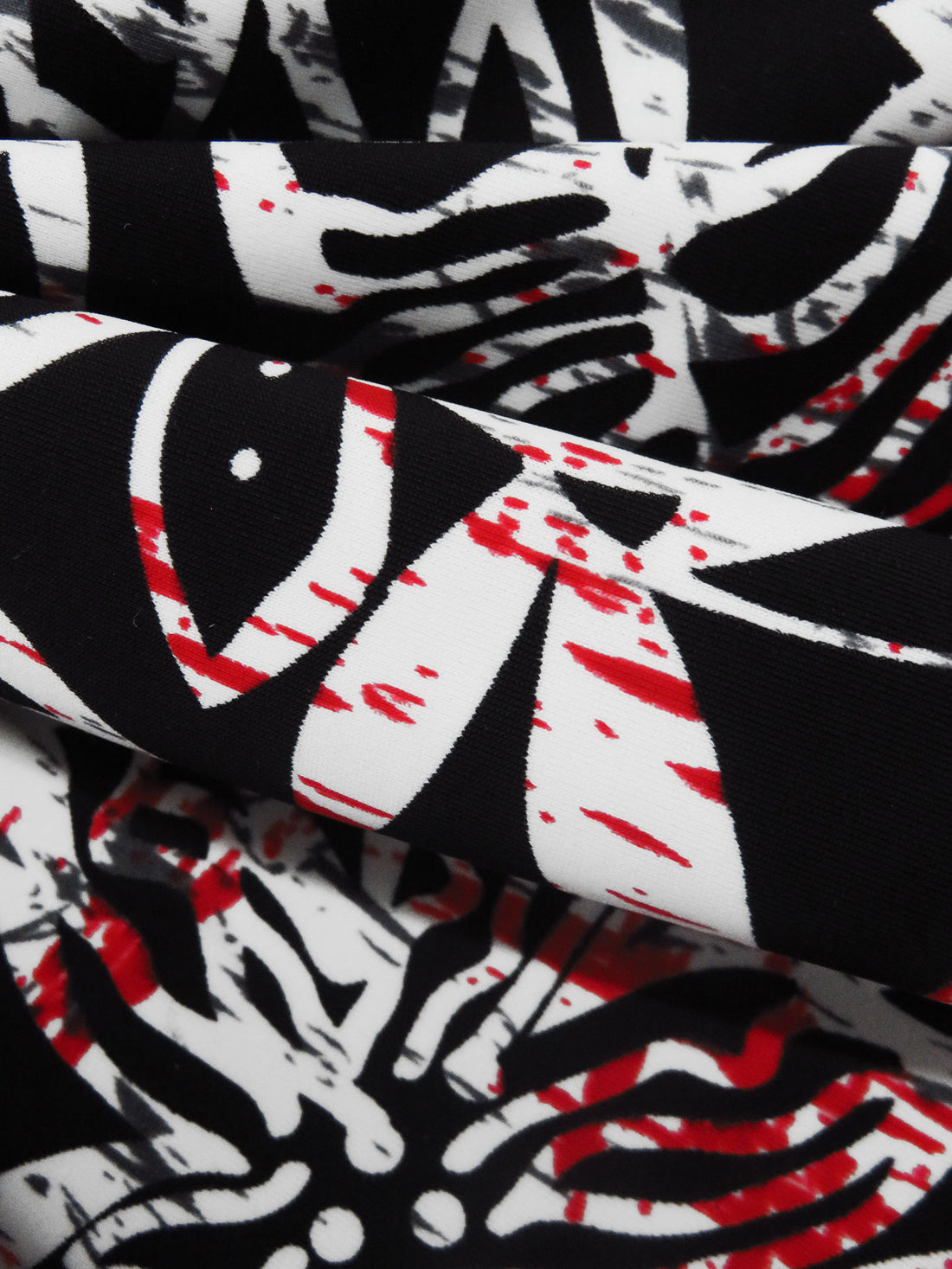 Black/Red/White/Dark Gray Nylon/Lycra Tropical Floral Print Swimwear Knit 59W