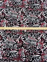 Black/Red/White/Dark Gray Nylon/Lycra Tropical Floral Print Swimwear Knit 59W