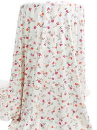 White/Dark Brown/Light Coral/Multi Rayon/Lycra Small Floral Print Jersey Knit 62W