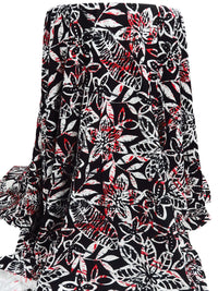 Black/Red/White/Dark Gray Nylon/Lycra Tropical Floral Print Swimwear Knit 59W