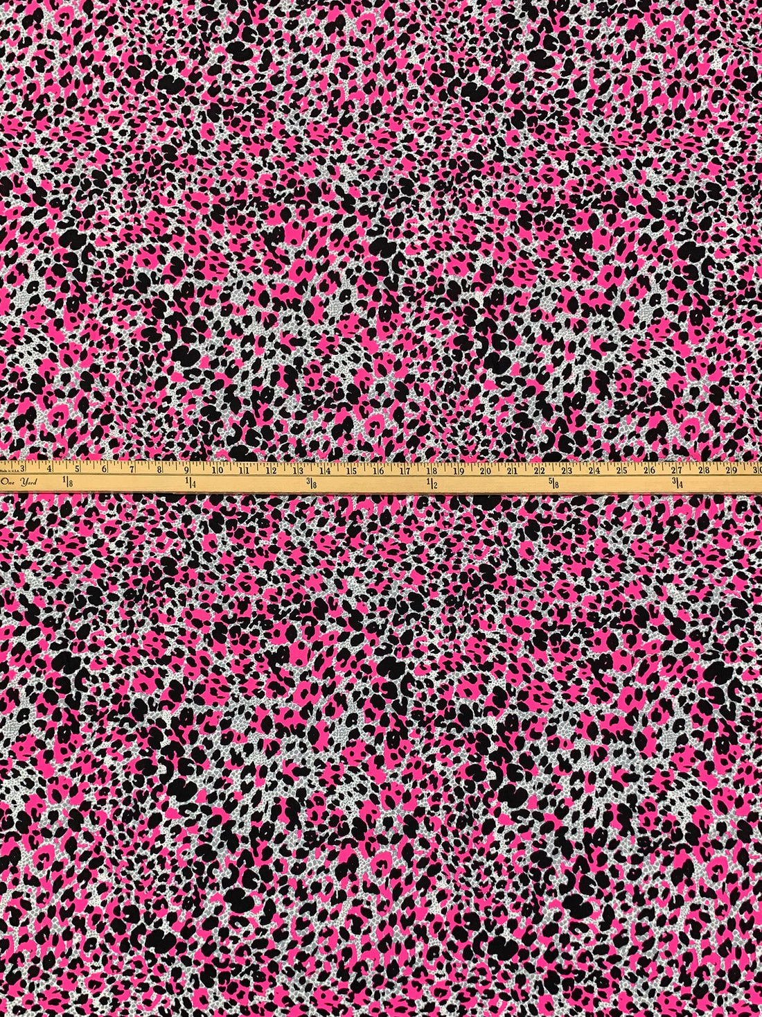 French Rose Pink/Black/Multi Nylon/Lycra Abstract Animal Print Swimwear Knit 58W