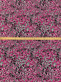 French Rose Pink/Black/Multi Nylon/Lycra Abstract Animal Print Swimwear Knit 58W