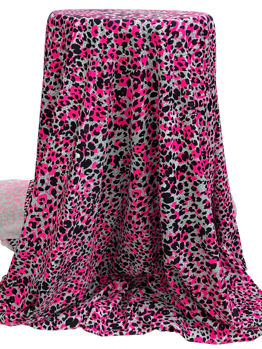 French Rose Pink/Black/Multi Nylon/Lycra Abstract Animal Print Swimwear Knit 58W