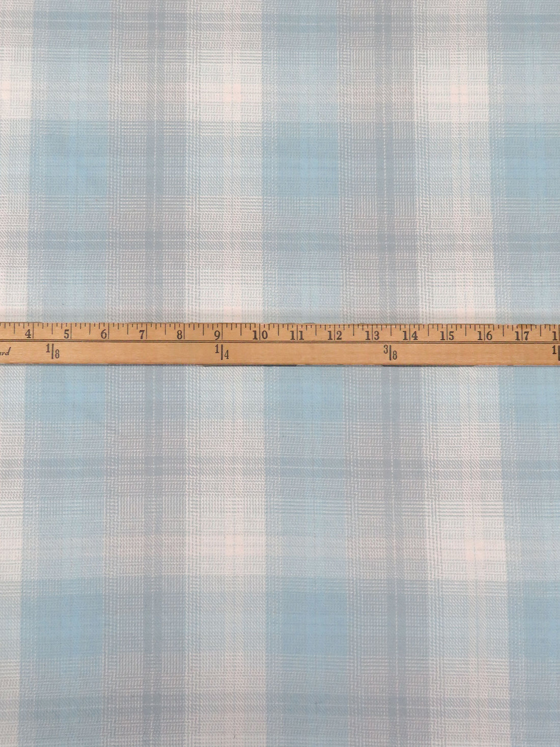 Baby Blue/Light Gray/White 100% Cotton Plaid Weave Tahoe Flannel - Robert Kaufman - 44W