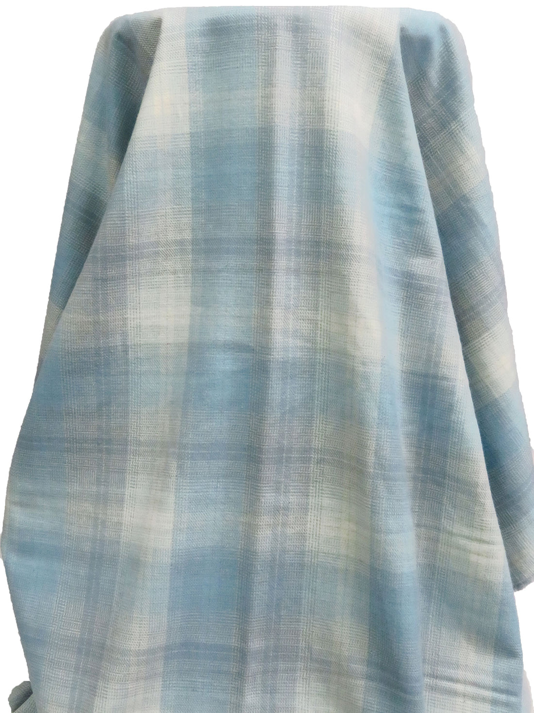 Baby Blue/Light Gray/White 100% Cotton Plaid Weave Tahoe Flannel - Robert Kaufman - 44W