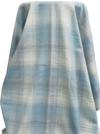Baby Blue/Light Gray/White 100% Cotton Plaid Weave Tahoe Flannel - Robert Kaufman - 44W