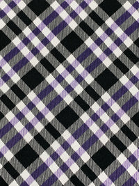Black/White/Dark Indigo 100% Cotton Diagonal Plaid Interlock Knit 58W