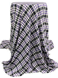 Black/White/Dark Indigo 100% Cotton Diagonal Plaid Interlock Knit 58W