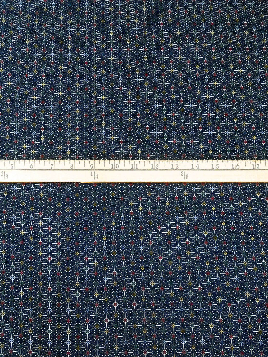 Midnight Navy/Off-White/Firebrick/Multi 100% Cotton Geometric Print Quilt Weight Woven - Sevenberry By Robert Kaufman - 44W