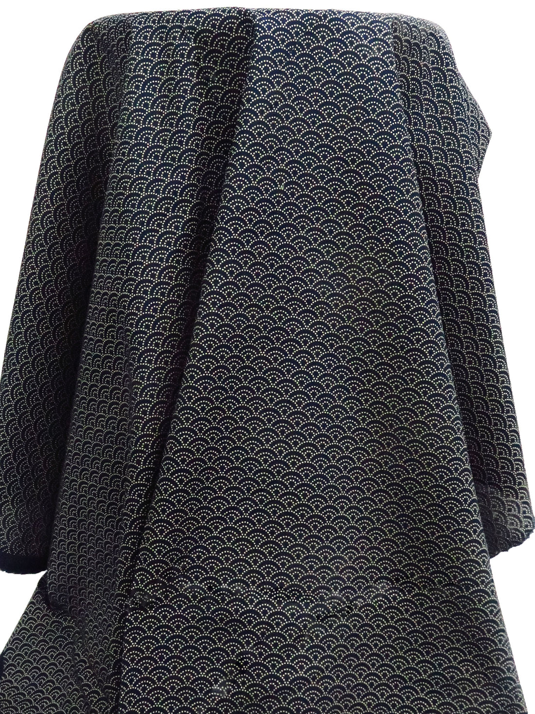 Midnight Navy/Beige 100% Cotton Dot Arches Print Kasuri Shirt Weight Woven - Sevenberry By Robert Kaufman - 44W