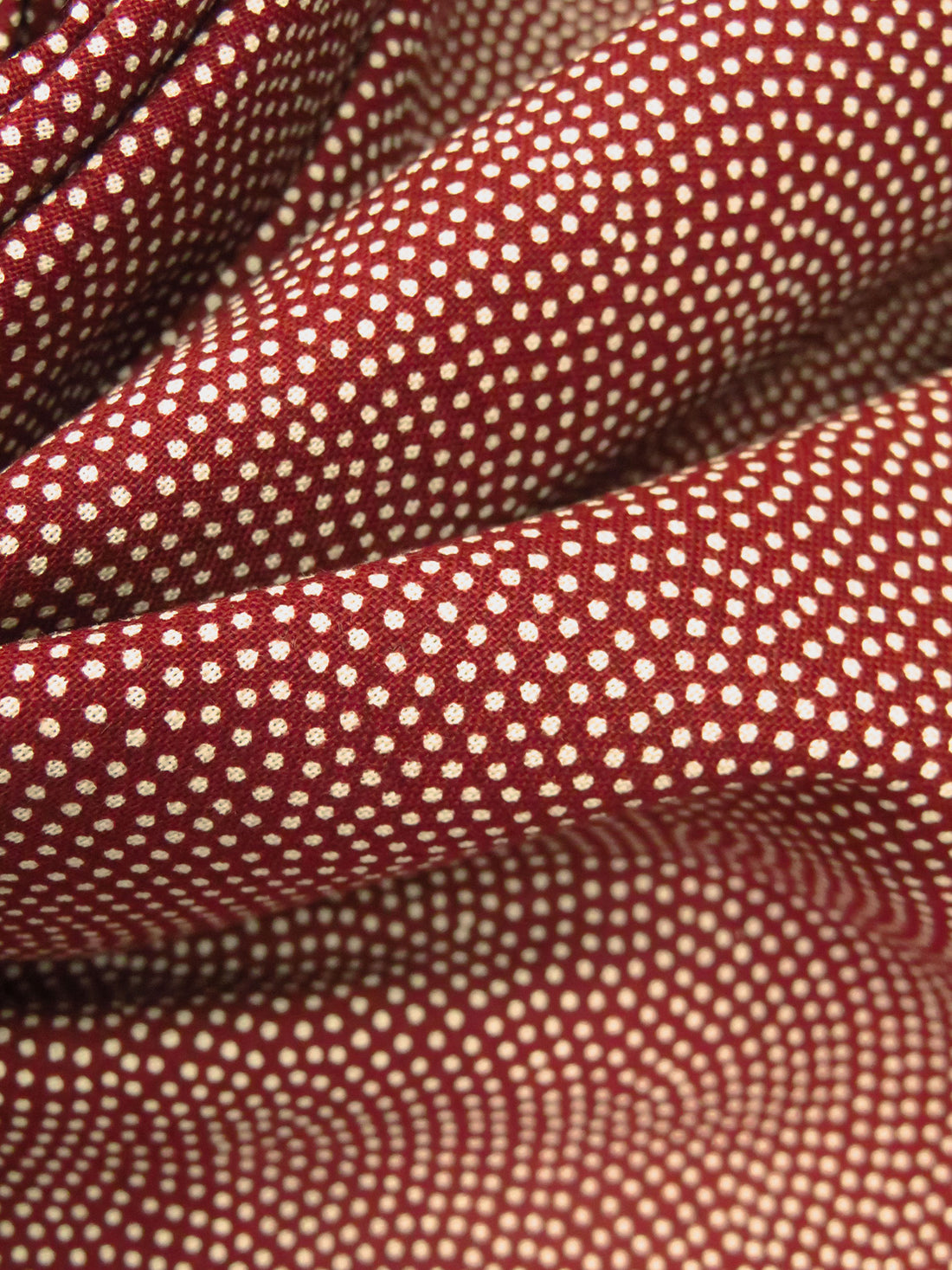 Dark Muted Red/Beige 100% Cotton Dot Print Kasuri Shirt Weight Woven - Sevenberry By Robert Kaufman - 43W