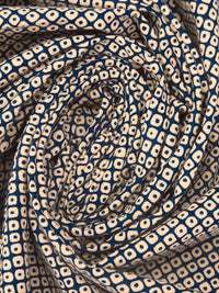 Midnight Blue/Light Burlywood 100% Cotton Abstract Geometric Print Kasuri Shirt Weight Woven - Sevenberry By Robert Kaufman - 44W