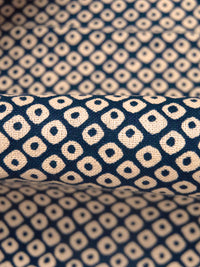 Midnight Blue/Light Burlywood 100% Cotton Abstract Geometric Print Kasuri Shirt Weight Woven - Sevenberry By Robert Kaufman - 44W