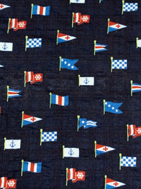 Navy/Red/White Cotton/Polyester Mini Flag Print Seersucker Voile - Robert Kaufman - 57W