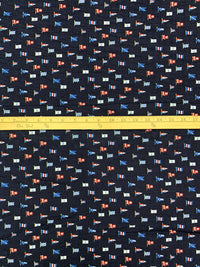 Navy/Red/White Cotton/Polyester Mini Flag Print Seersucker Voile - Robert Kaufman - 57W