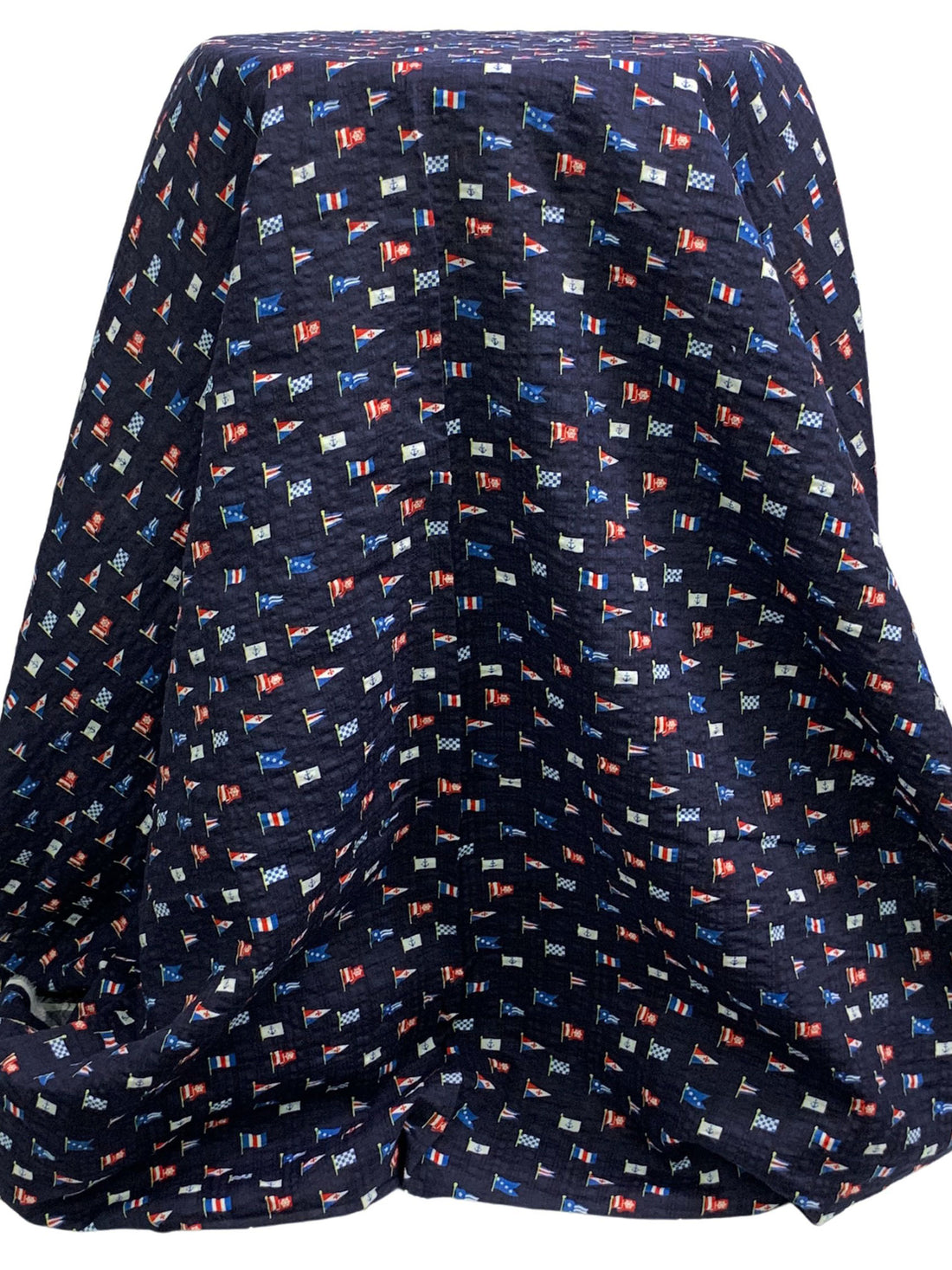 Navy/Red/White Cotton/Polyester Mini Flag Print Seersucker Voile - Robert Kaufman - 57W