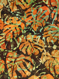 Dark Chestnut/Cinnamon/Misty Emerald 100% Cotton Floral Artisan Batiks Jungle Dreams - Robert Kaufman - 44W