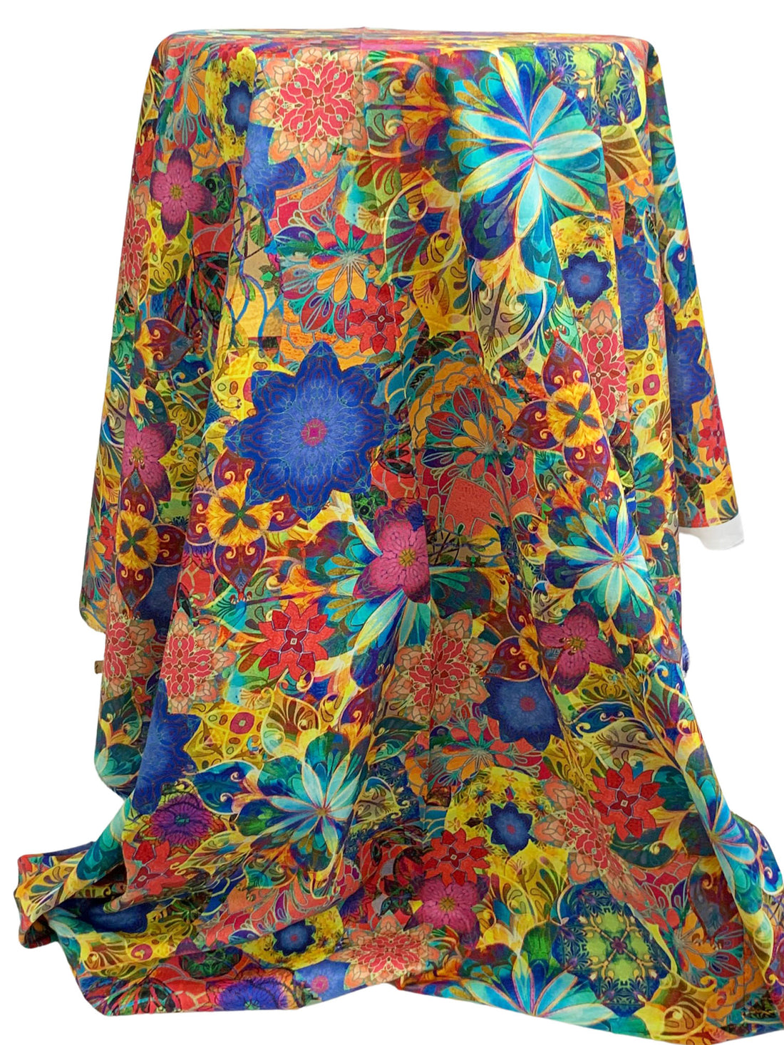 Candy Pink/Lemon/Dark Royal Blue/Multi 100% Cotton Psychedelic Floral Print Venice Lawn - Robert Kaufman - 44W