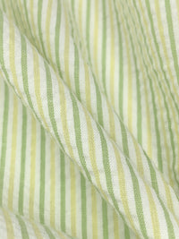 Sprout Green/Soft Yellow/White Cotton/Polyester Vertical Stripe Weave Seersucker Shirt Weight Woven - Robert Kaufman - 57W