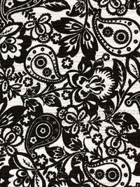 Black/White 100% Cotton Stylized Paisley Floral Print Boucle Suiting - Robert Kaufman - 55W