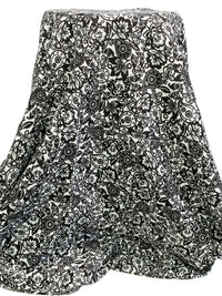 Black/White 100% Cotton Stylized Paisley Floral Print Boucle Suiting - Robert Kaufman - 55W