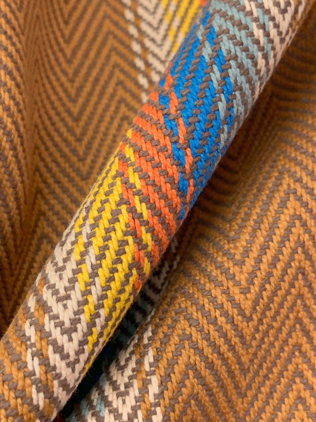 Copper Spice/Sea Blue/Canary/Multi 100% Cotton Baja Blanket Vertical Stripe Weave Woven - Robert Kaufman - 44W