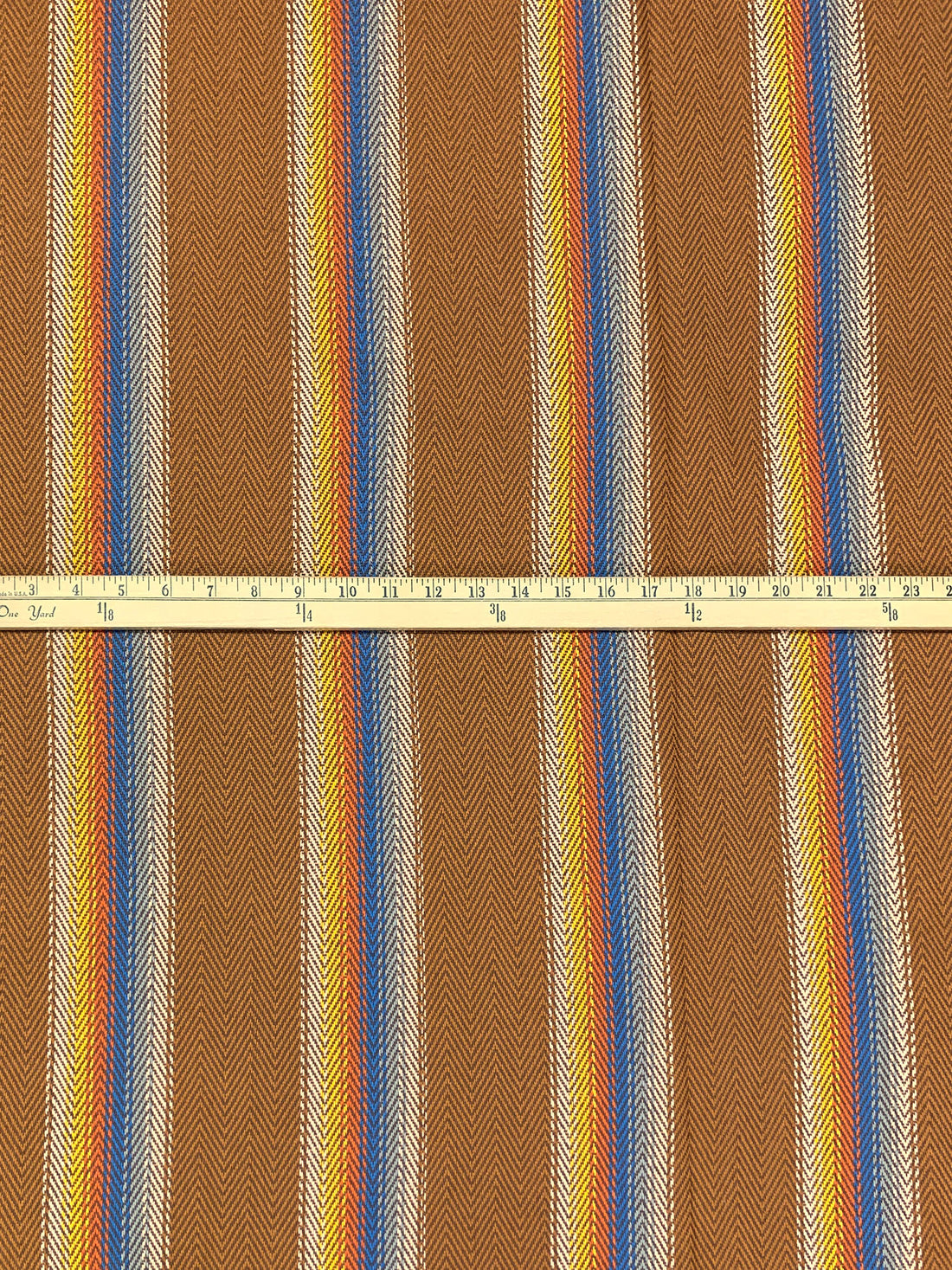Copper Spice/Sea Blue/Canary/Multi 100% Cotton Baja Blanket Vertical Stripe Weave Woven - Robert Kaufman - 44W