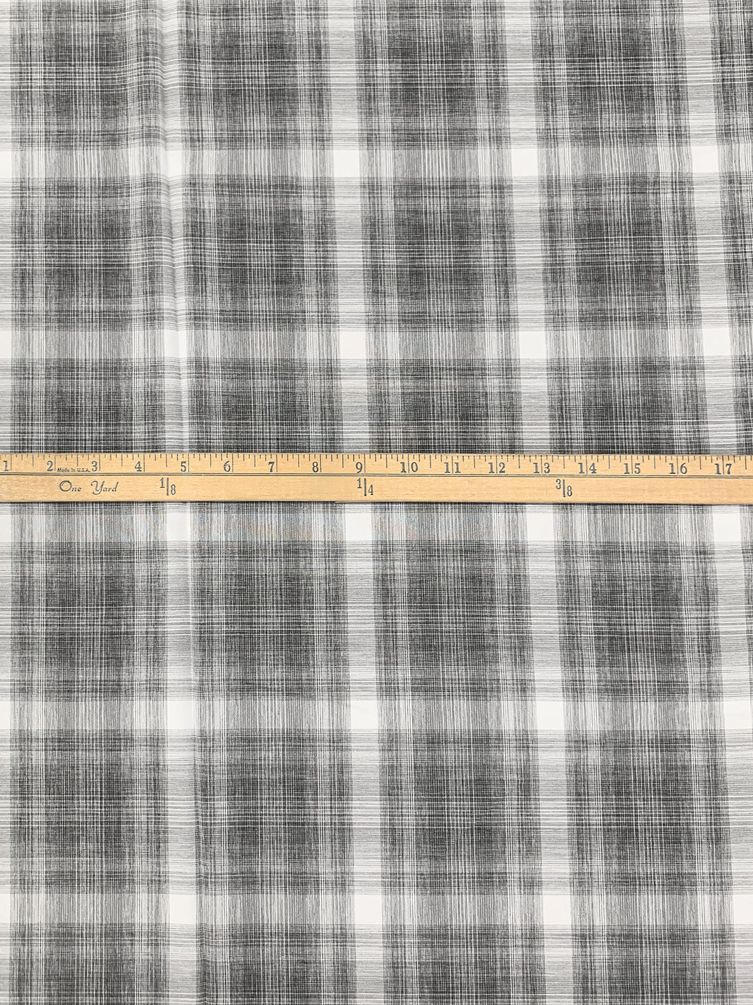 Steel/White/Black 100% Polyester Plaid Teton Performance Woven Shirting - Robert Kaufman - 56W