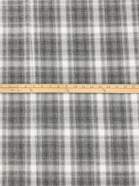 Steel/White/Black 100% Polyester Plaid Teton Performance Woven Shirting - Robert Kaufman - 56W