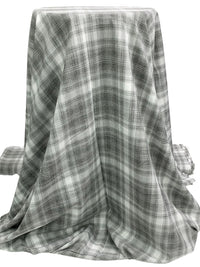 Steel/White/Black 100% Polyester Plaid Teton Performance Woven Shirting - Robert Kaufman - 56W