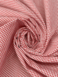 Red/White Cotton/Polyester Mini Check Seersucker - Robert Kaufman - 57W