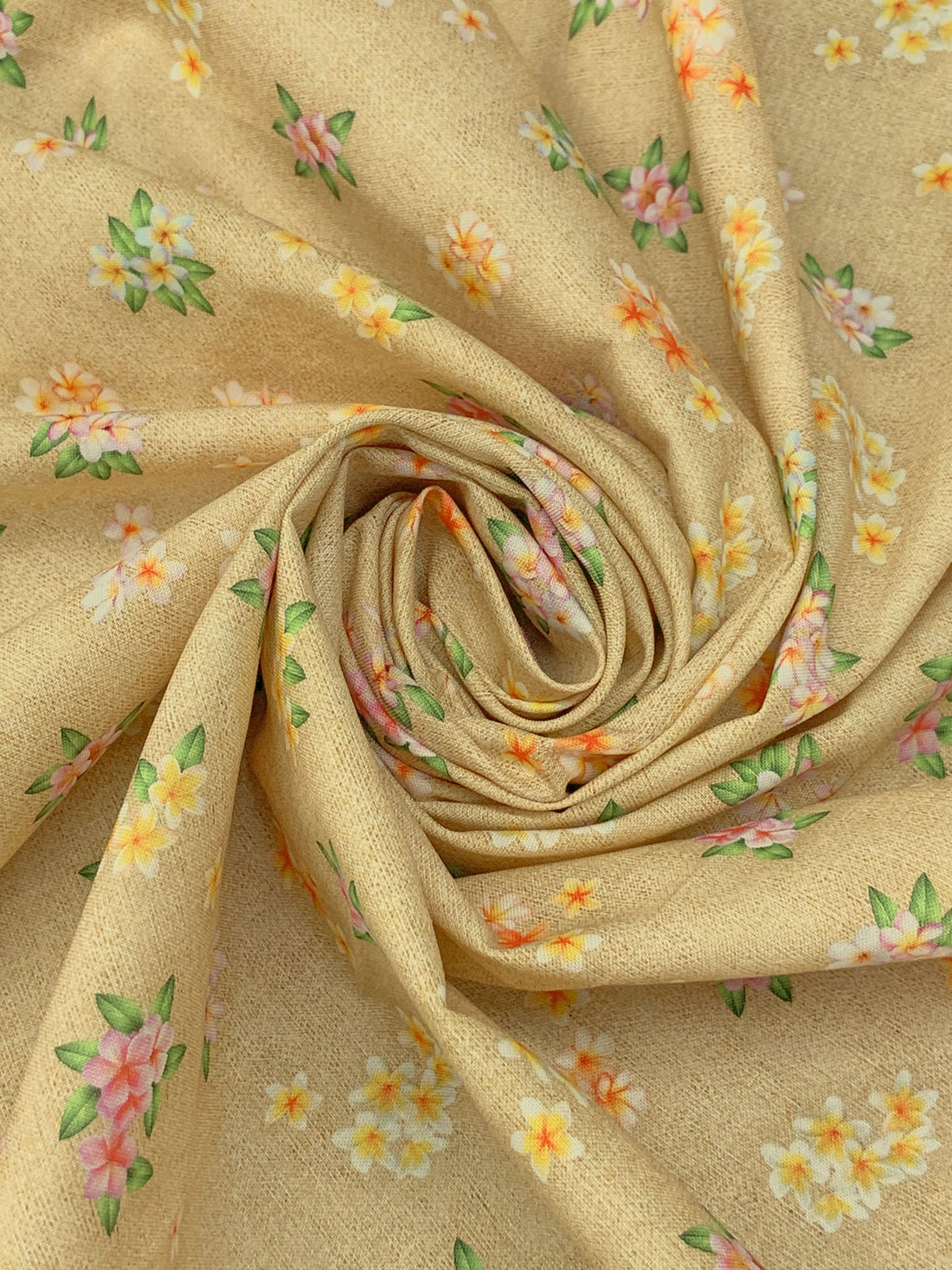 Burlywood/Moss Green/Maize/Multi 100% Cotton "Garden" Print Tropical Gardens Aloha Iki - Robert Kaufman - 44W