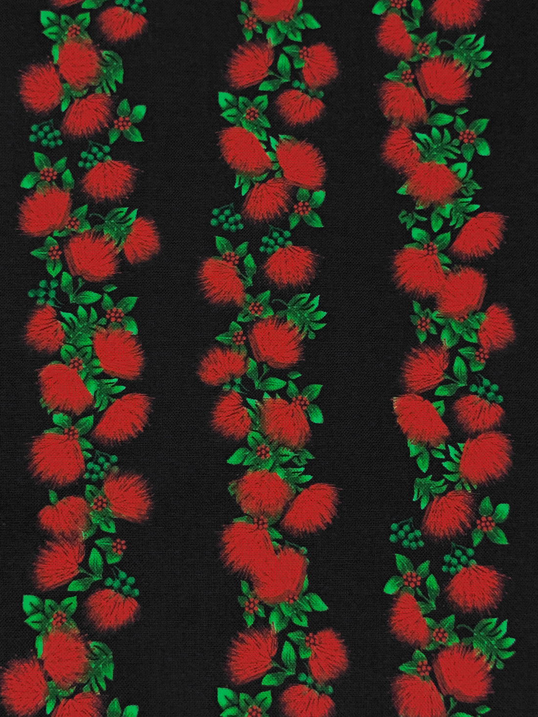Auburn Red/Black 100% Cotton "Blossom" Print Tropical Gardens Aloha Iki - Robert Kaufman - 44W
