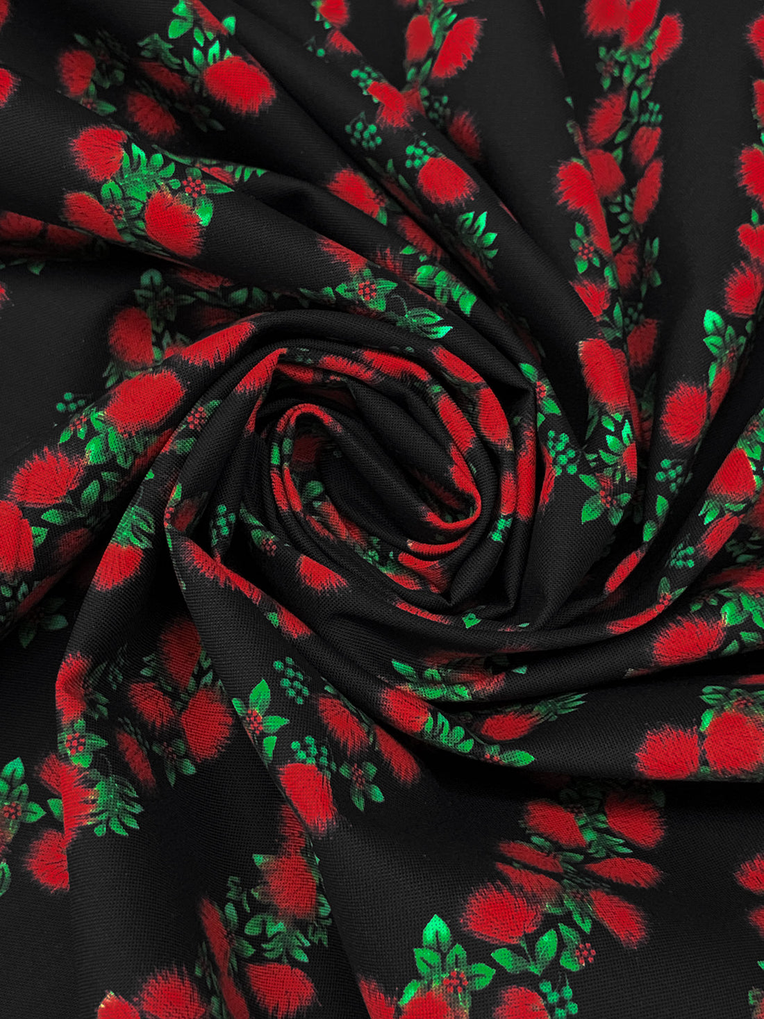 Auburn Red/Black 100% Cotton "Blossom" Print Tropical Gardens Aloha Iki - Robert Kaufman - 44W