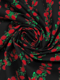 Auburn Red/Black 100% Cotton "Blossom" Print Tropical Gardens Aloha Iki - Robert Kaufman - 44W