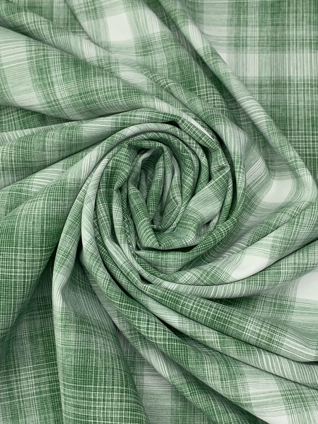 Deep Moss Green/White/Turquoise Green 100% Polyester Plaid Teton Performance Woven Shirting - Robert Kaufman - 56W