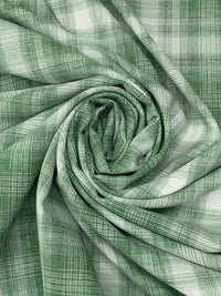 Deep Moss Green/White/Turquoise Green 100% Polyester Plaid Teton Performance Woven Shirting - Robert Kaufman - 56W