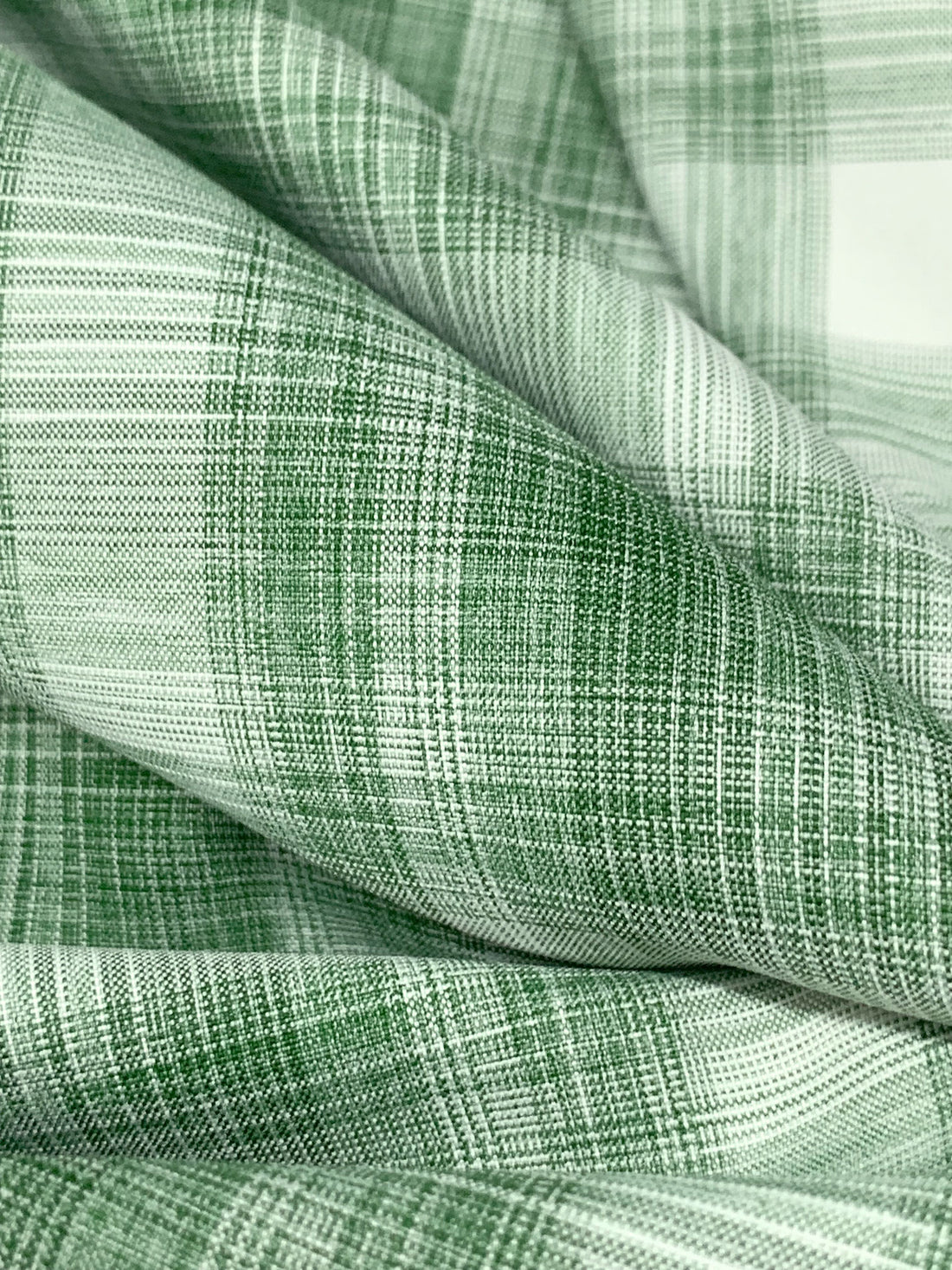 Deep Moss Green/White/Turquoise Green 100% Polyester Plaid Teton Performance Woven Shirting - Robert Kaufman - 56W